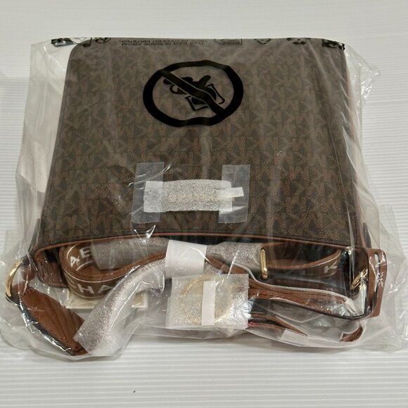 NEW Michael Kors Jet Set Travel Small Brown Signature Crossbody Messenger Bag - Picture 5 of 8